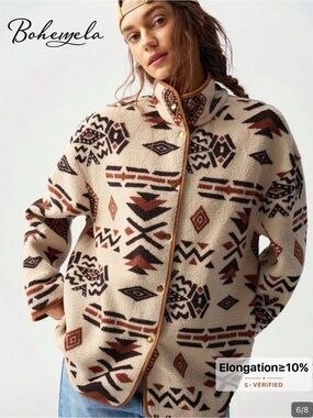Boheyela Women's Cream Aztec Sherpa Jacket